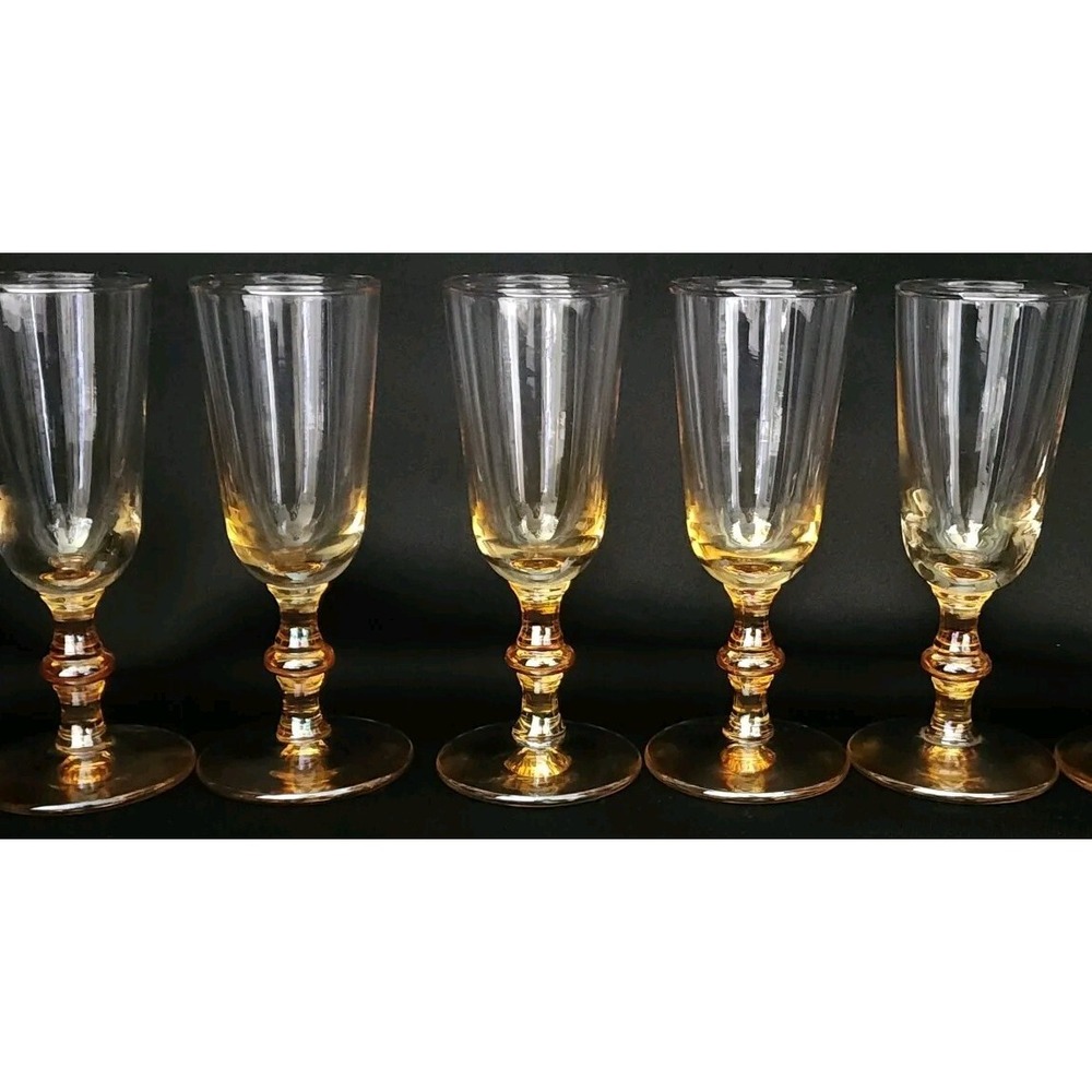 Sherry Cordial Glasses Set Gold Yellow Set Of Five